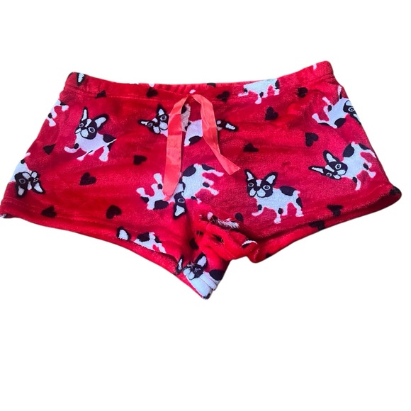 Red French Bulldog or Boston Terrier Print Pajama Shorts - Picture 2 of 8